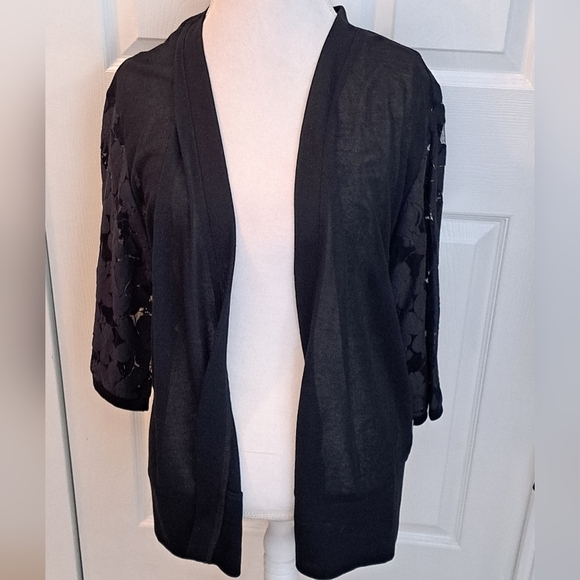 NWT Molly Bracken Black Lace Open Front Cardigan   Size 1X - Picture 8 of 10